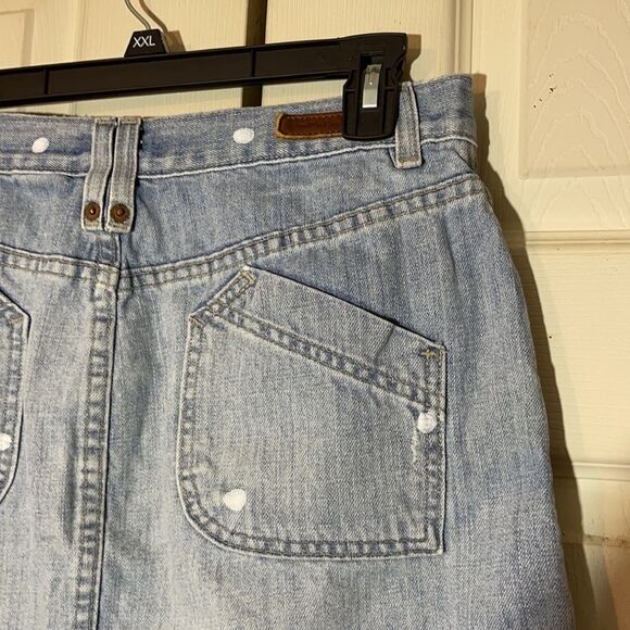 Calvin Klein Vintage Denim Skirt Distressed Dots 6 - Picture 9 of 12